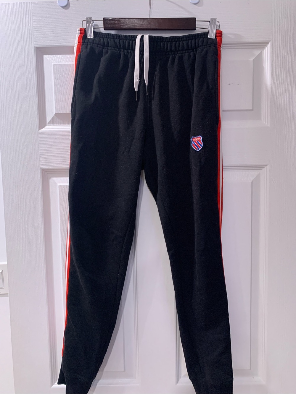 K-Swiss Black Joggers with Red Side Stripes